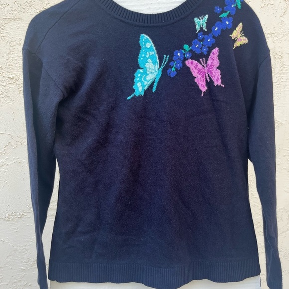 Talbots Black  Sweater with Butterfly Design sku007 - Picture 1 of 6